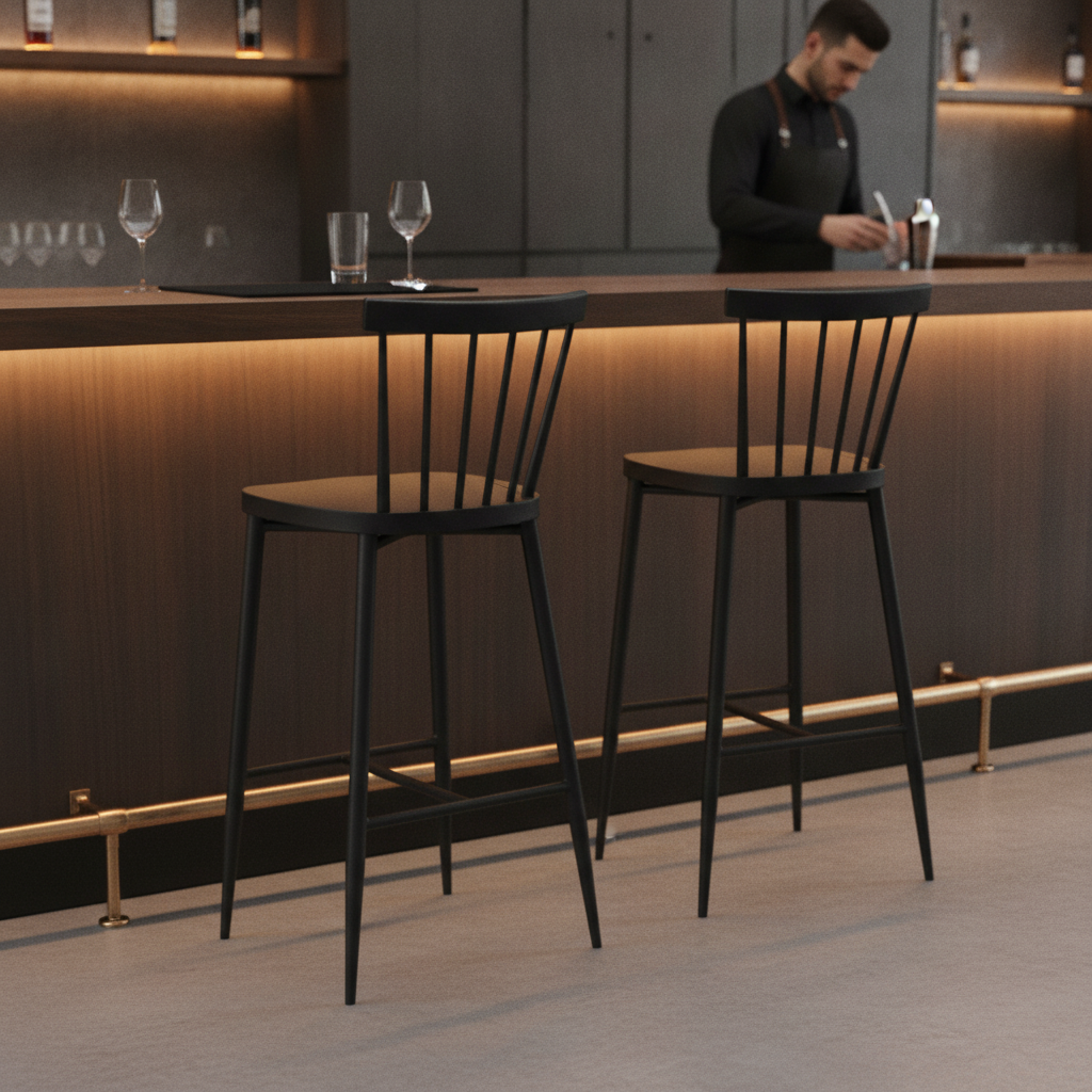 Aluminium High Stools Black 1080x470mm for Indoor & Outdoor Use (Pack of 2)