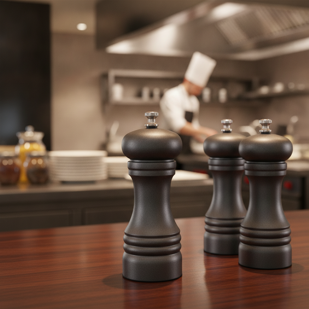 Stainless Steel Pepper Mill with Gunmetal Finish 60mm for Professional Use