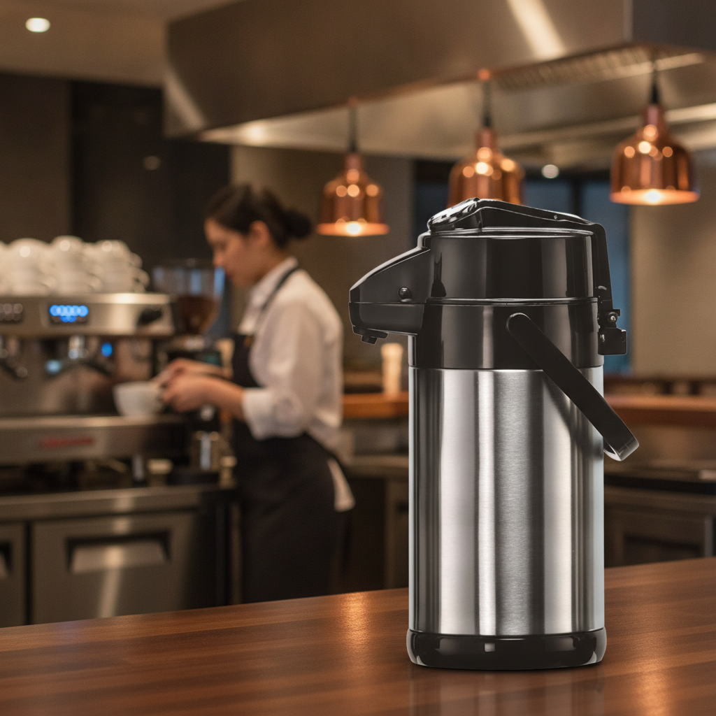 Stainless Steel Airpot Lever-Type Dispenser 2.2L for Coffee Service