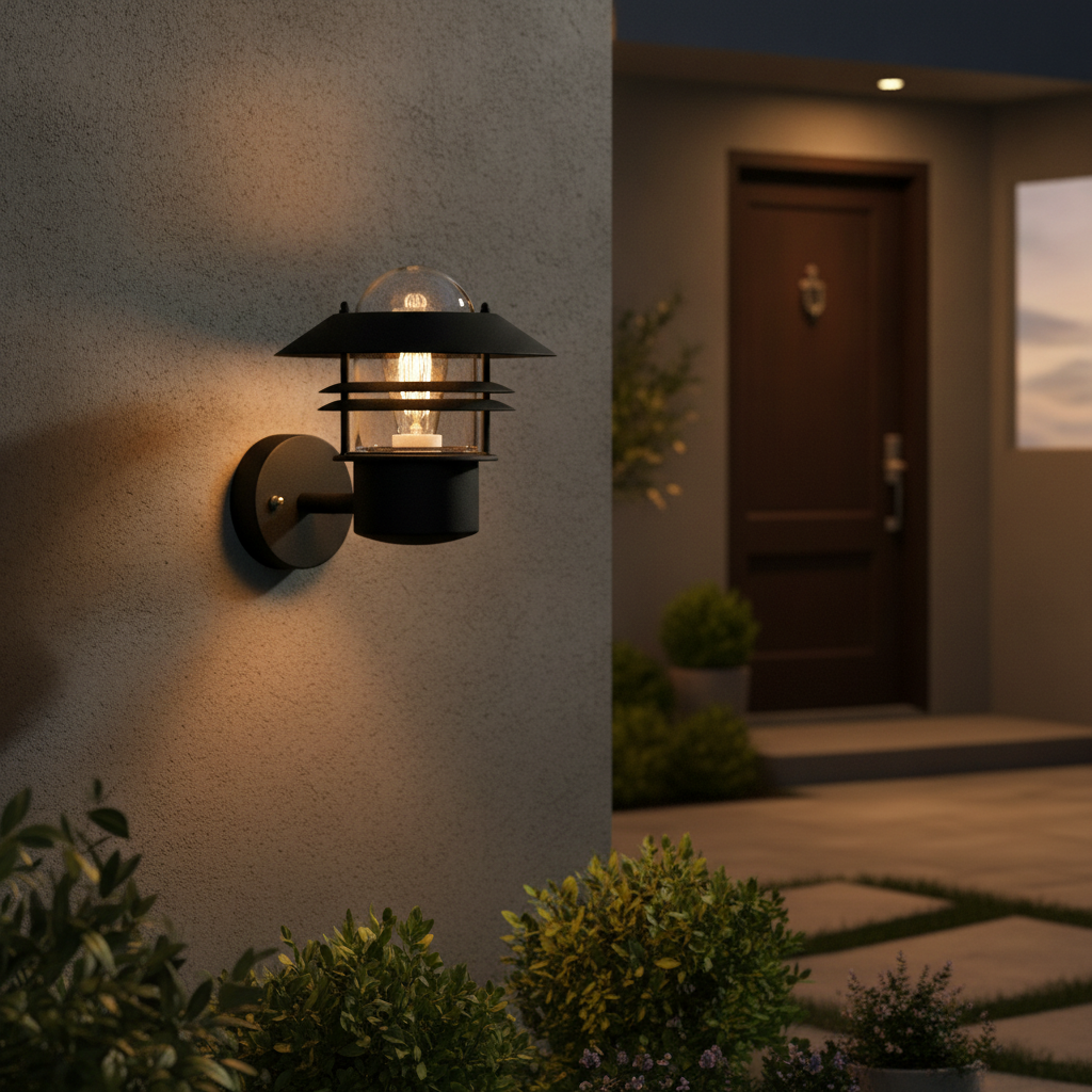 Metal Outdoor Wall Light Black for Patios & Entrances