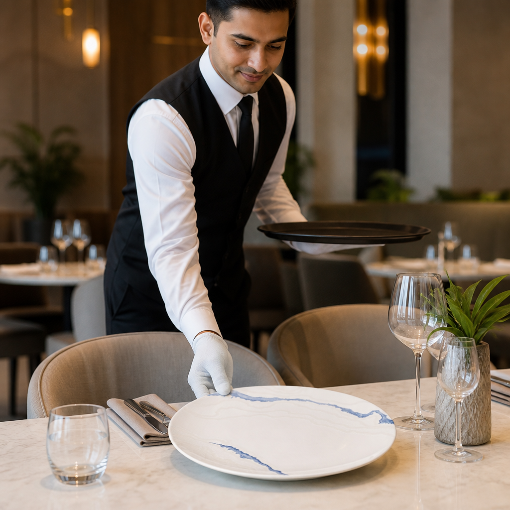 Coupe Plates 260mm Blue Ceramic for Dining Tables (Pack of 12)