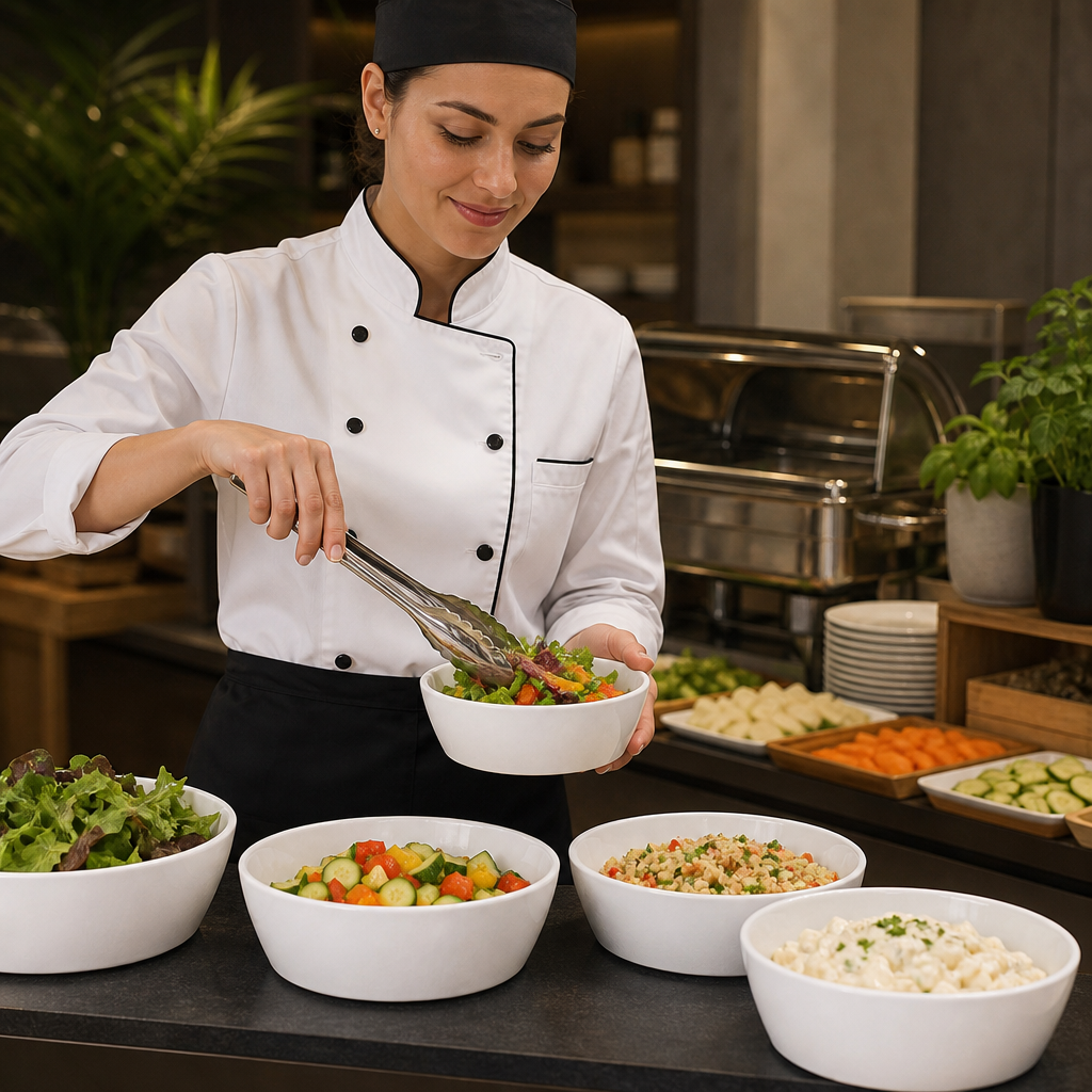 Round Bowls 179mm White Melamine for Buffet Presentations (Pack of 12)