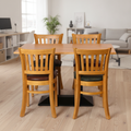 Rubber Wood Dining Table with 4 Chairs 750mm for Home & Office