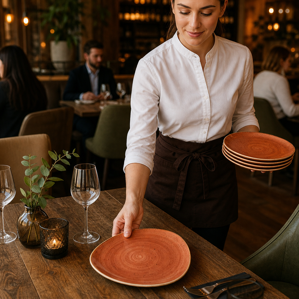 Plates Spiced Orange Ceramic for Casual Dining (Pack of 12)