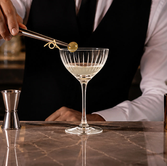 Crystal Glass Martini Glasses 190ml for Cocktail Bars (Pack of 6)