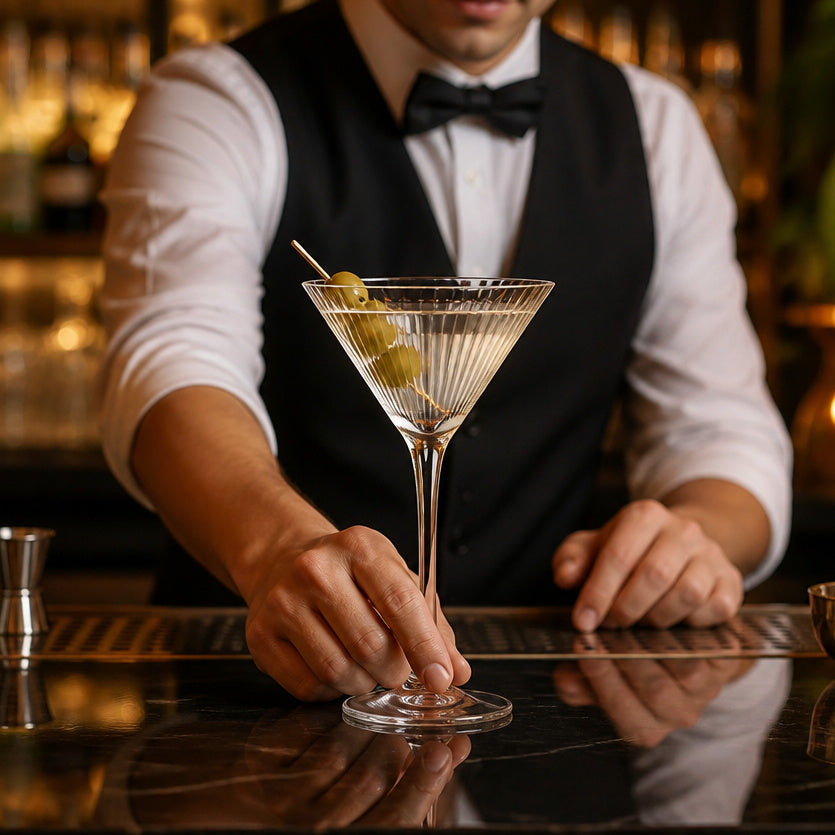 Handmade Glass Martini Glasses 300ml for Cocktail Bars (Pack of 6)