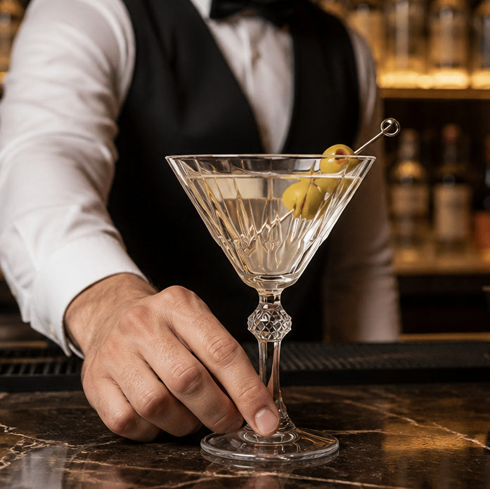 Glass Diamond Martini Glasses 240ml for Cocktail Presentation (Pack of 12)