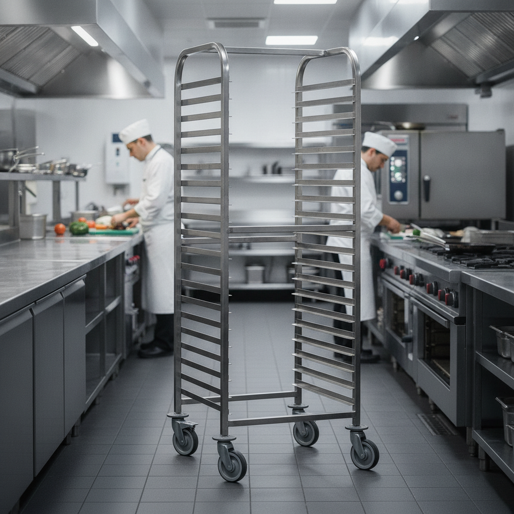 Stainless Steel Double Gastronorm Racking Trolley for Commercial Use