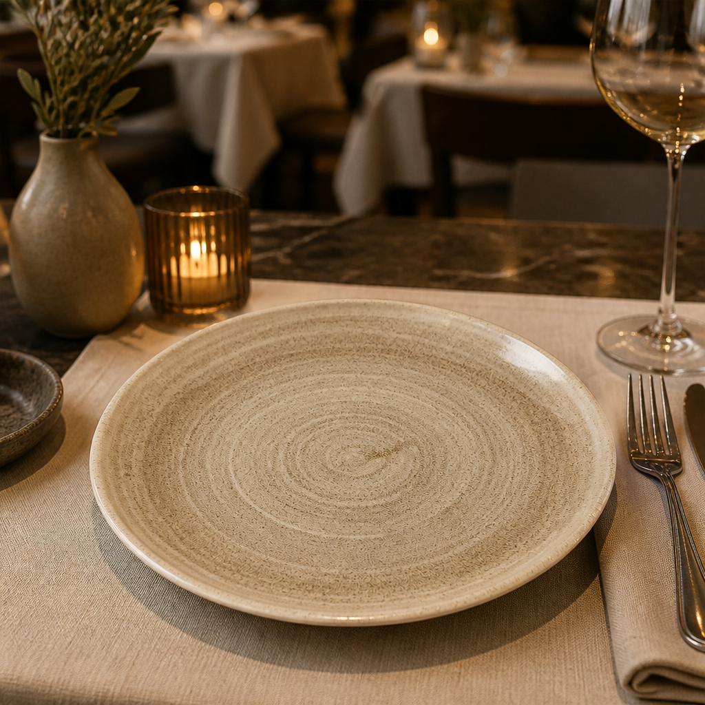 Coupe Plates Taupe Porcelain for Elegant Dining (Pack of 12)