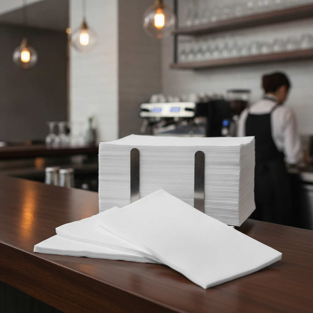 Recyclable White Dinner Napkins 40x40cm for Bars & Cafés (Pack of 2000)