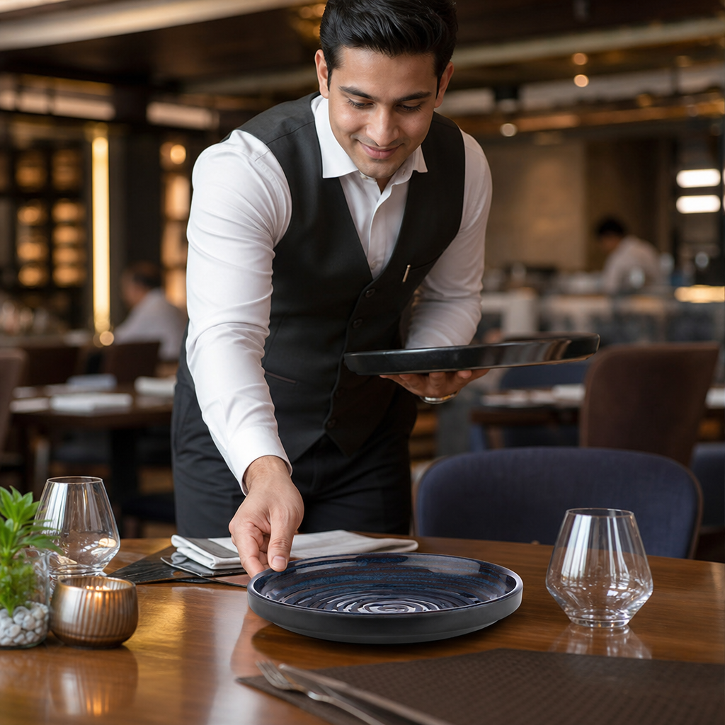 Dinner Plates & Blue 230mm Black Melamine for Restaurants & Catering