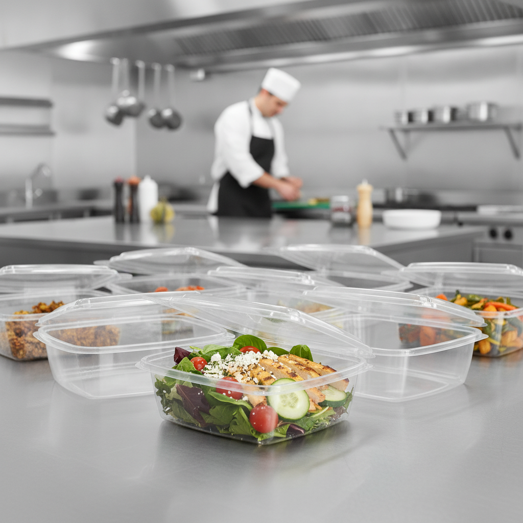 PLA Hinged Deli Containers 32oz for Takeout & Delivery (Pack of 200)