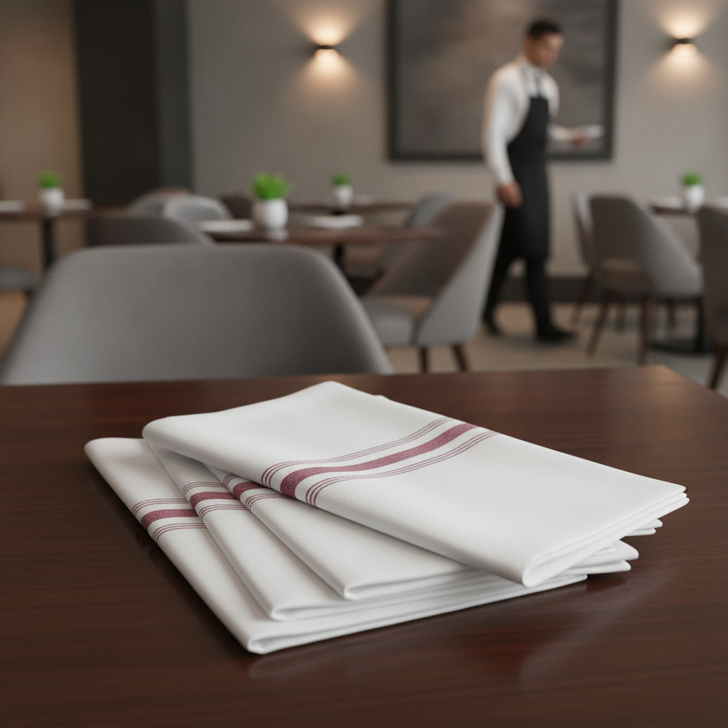 Polyester Bistro Table Napkins Burgundy Stripe for Dining (Pack of 10)