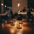Iron Black Cordless LED Table Lamps 112mm for Bars & Restaurants (Pack of 6)