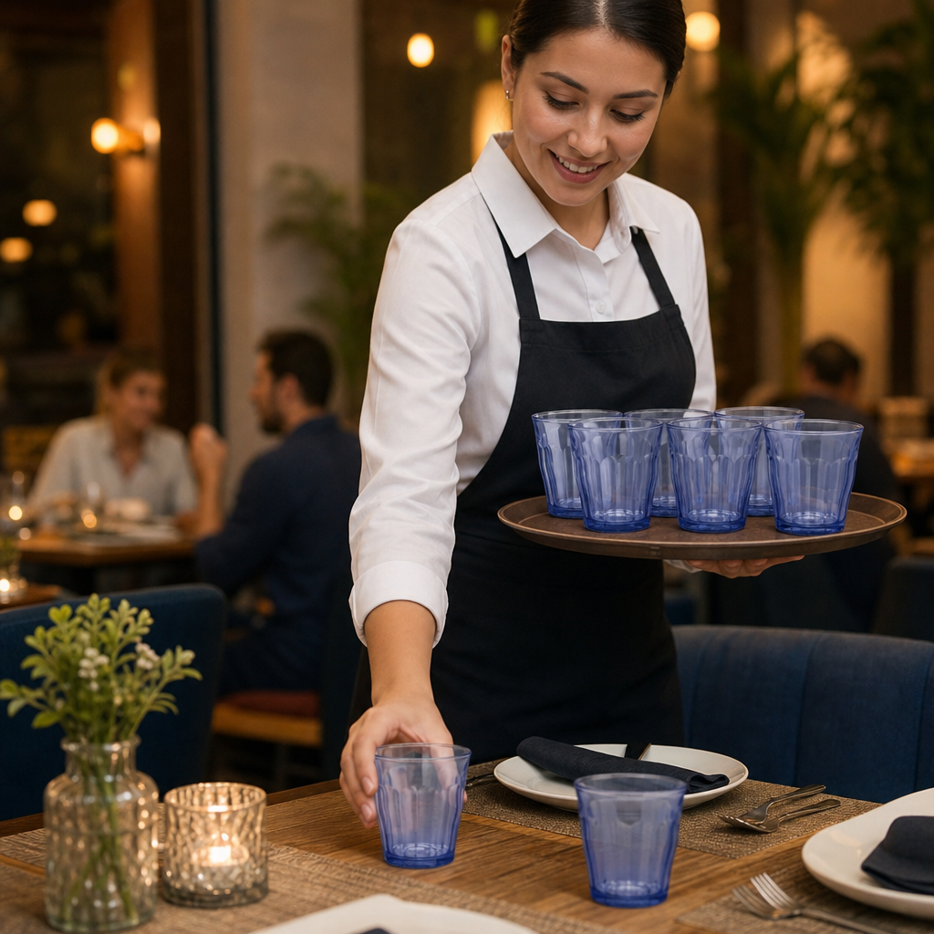 Toughened Glass Marine Blue Tumblers 220ml for Bars & Caf? (Pack of 6)