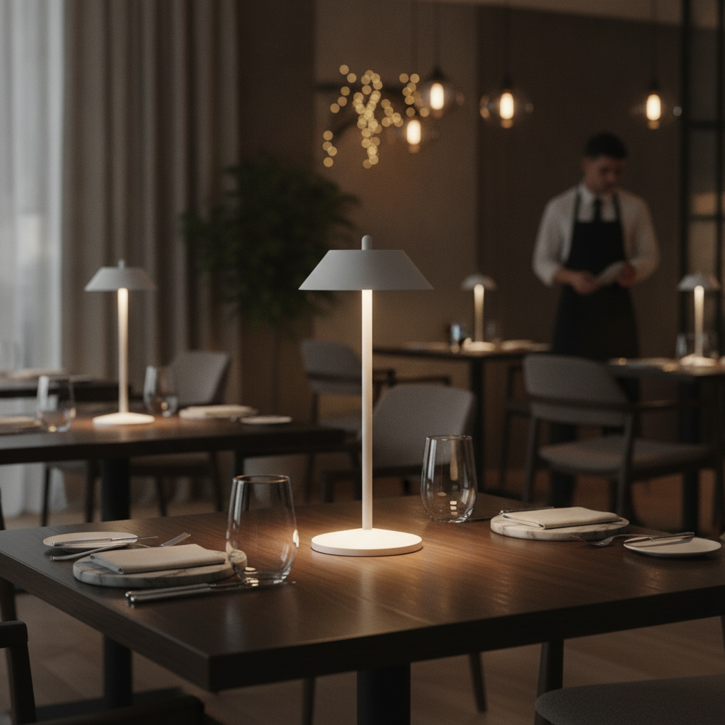 Metal Rechargeable LED Table Lamp 300mm for Restaurant Settings
