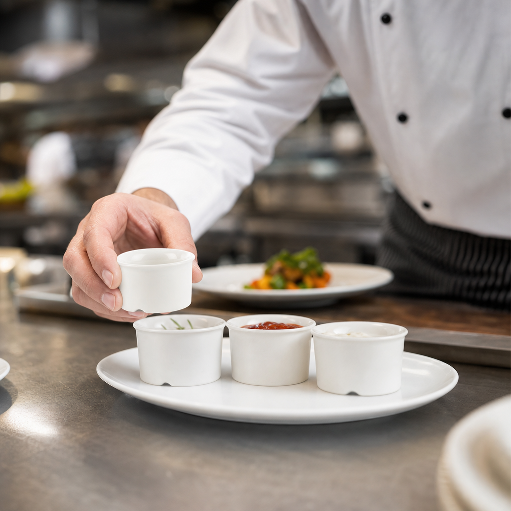 Dipper Pots 45ml Porcelain for Catering & Hospitality (Pack of 24)