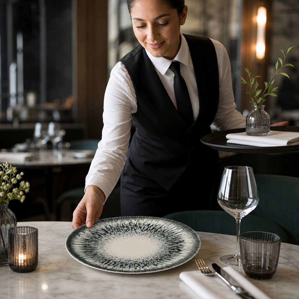 Coupe Plates 165mm Black Ceramic for Elegant Dining (Pack of 12)