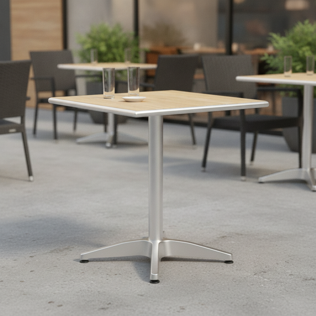 Aluminium Ash Top Bistro Table 600x600mm for Outdoor Dining