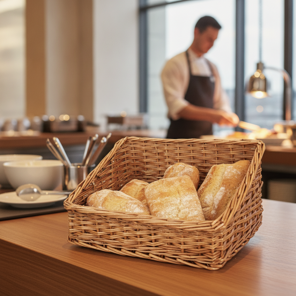 Wicker Bread Display Basket 360mm for Buffet Presentations
