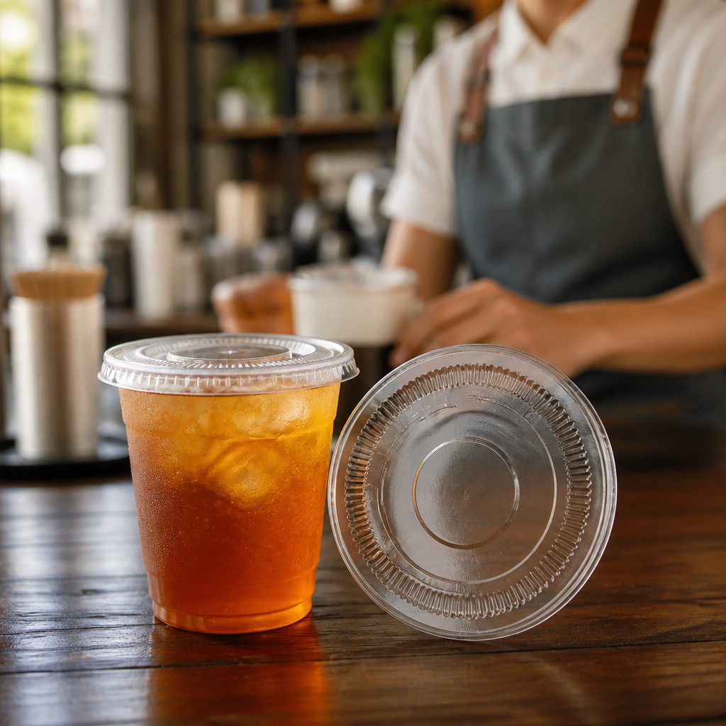PLA Clear Compostable Cold Cup Flat Lids for Eco-Friendly Serving (Pack of 1000)