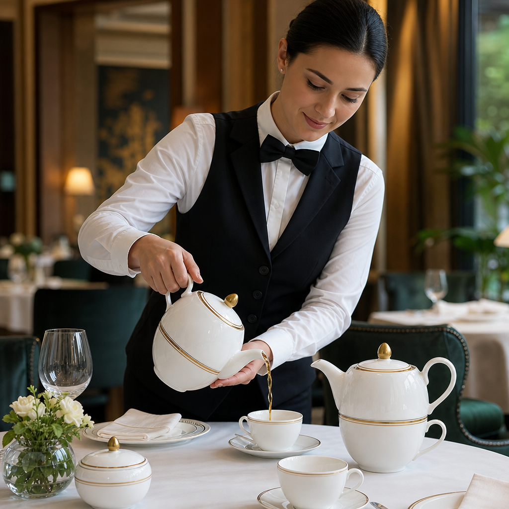 Burnished Gold Bone China Tea Set for Fine Dining (Pack of 6)