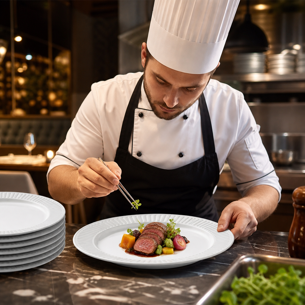 Plates 277mm Vitrified Ceramic for Culinary Artistry (Pack of 12)