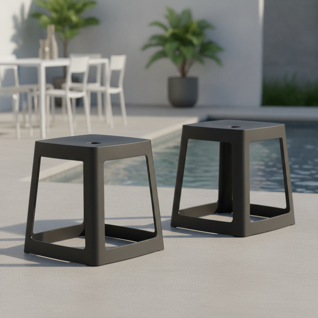 Polypropylene High Stools in Traffic Black 445x400mm for Indoor & Outdoor Use (Pack of 2)
