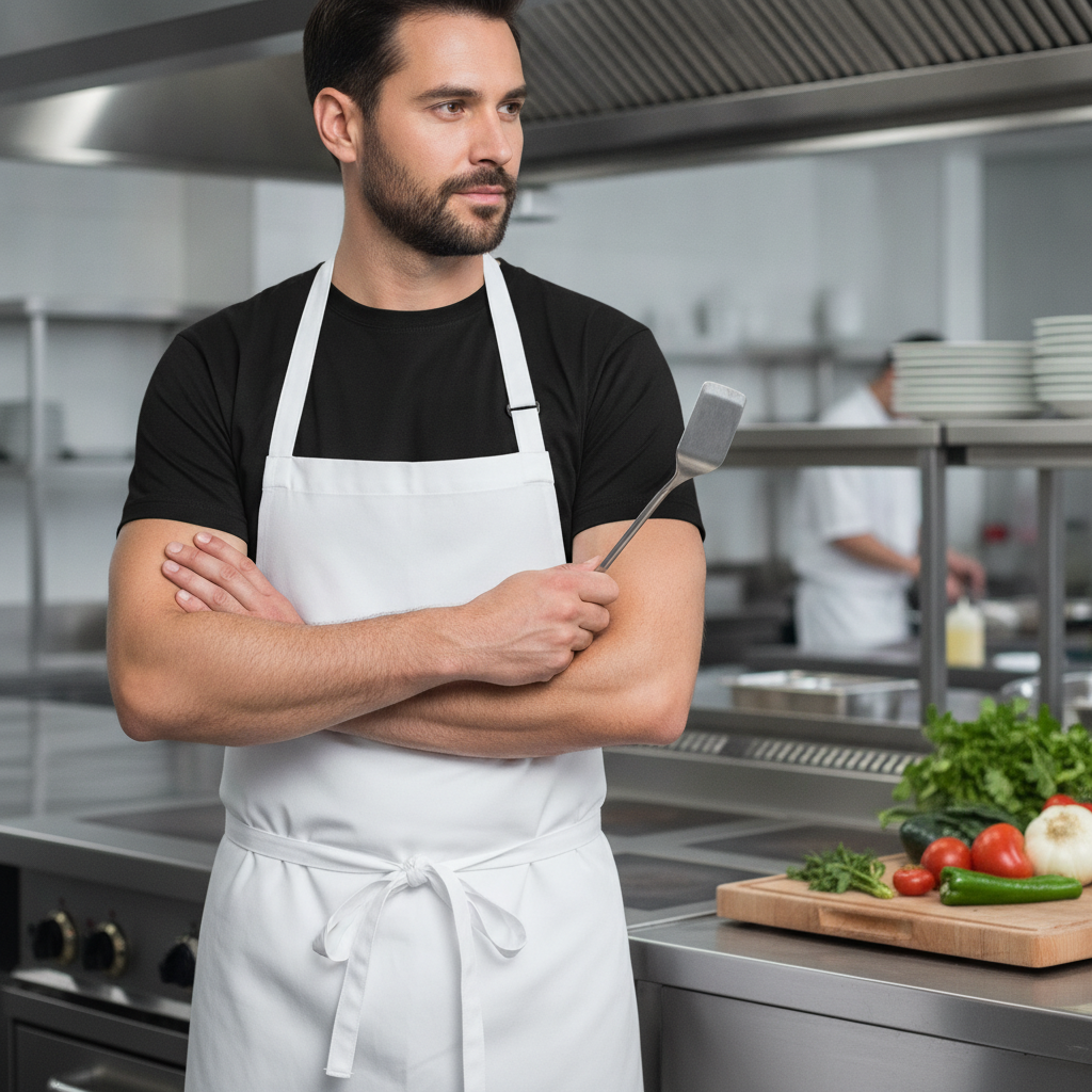 100% Cotton Black Chef T-Shirt for Comfortable Workwear