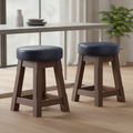 Rubber Wood Low Stools with Deep Padded Seat 475x335mm for Dining Spaces (Pack of 2)