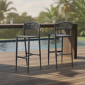 Rattan Outdoor Bar Stools with Aluminium Frame 1040x577mm for Stylish Seating (Pack of 2)