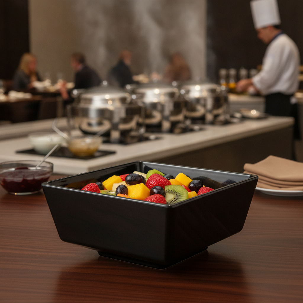 Black Melamine Bowl 1.5L for Buffet Displays