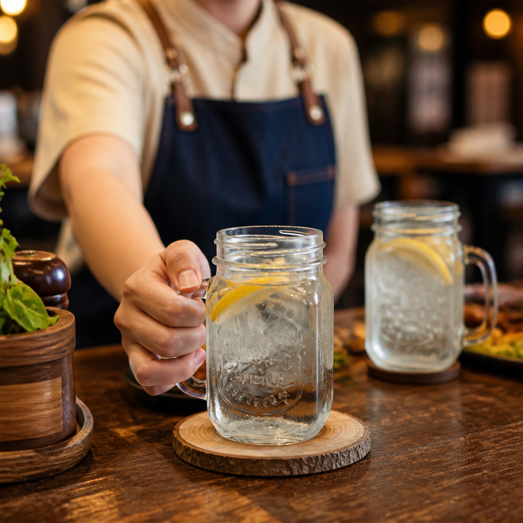 Soda Lime Handled Mason Jars 470ml for Serving Drinks (Pack of 12)