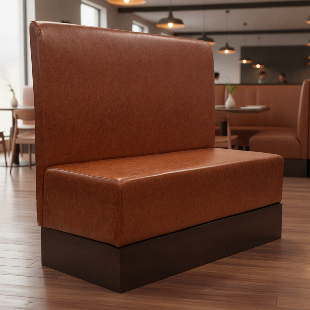 Rubber Wood Single Booth in Bison Tan 1070mm for Restaurant Seating