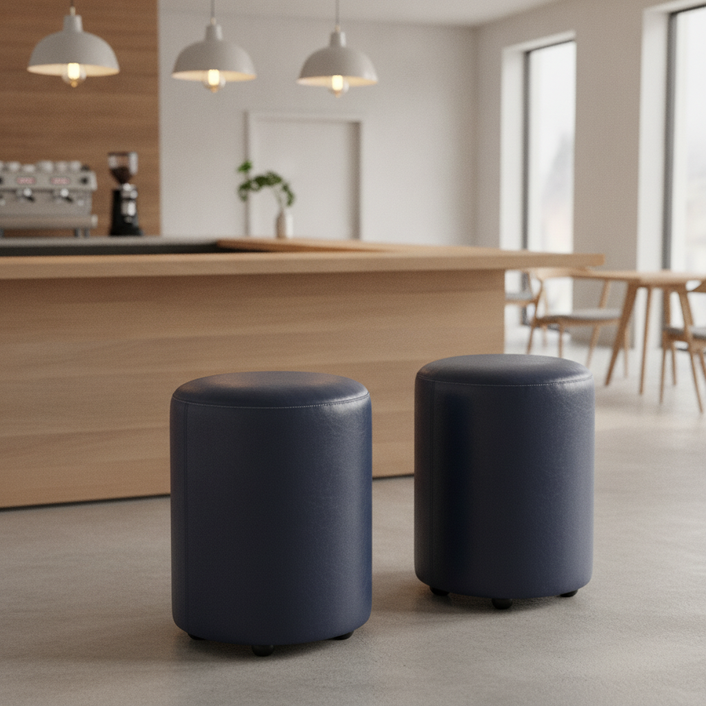 Rubber Wood Cylinder Bar Stools 470x350mm for Cafés & Restaurants (Pack of 2)