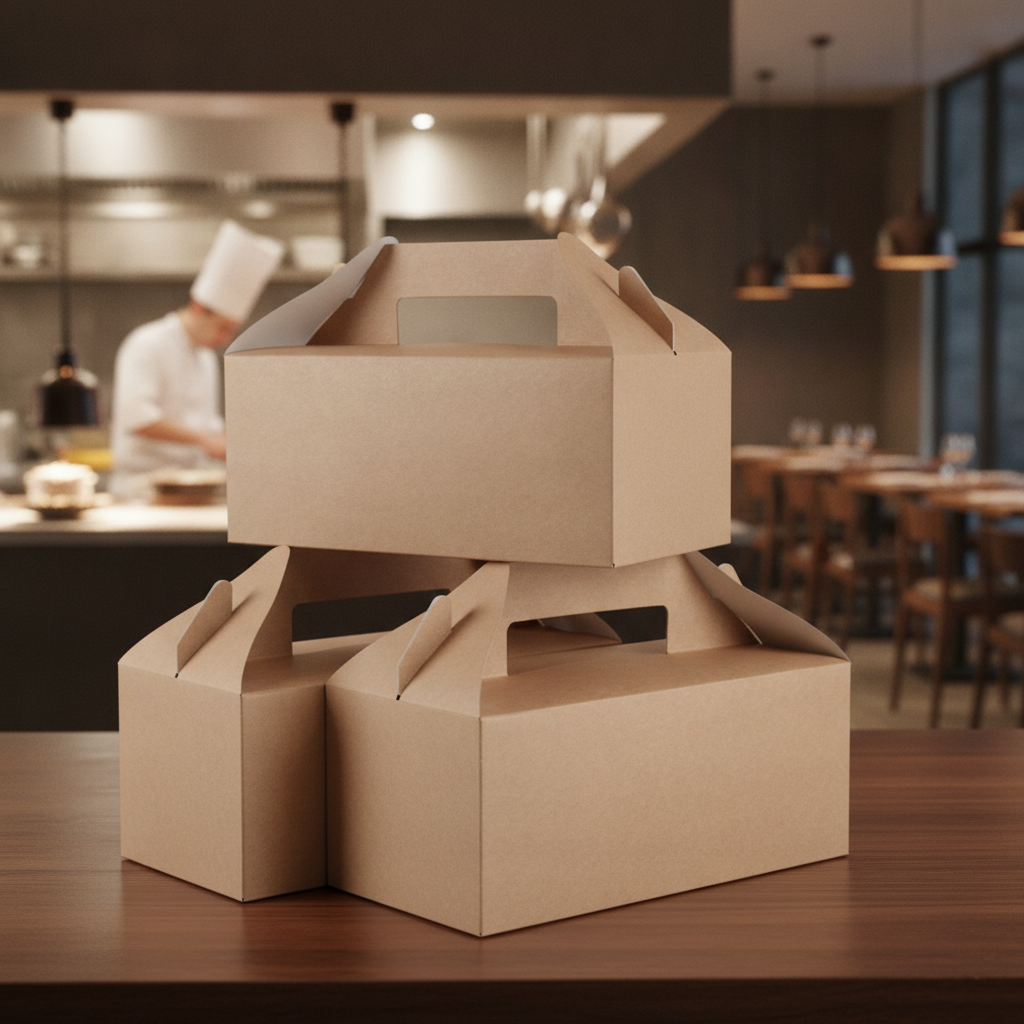 Paperboard Kraft Gable Boxes for Takeaway Food (Pack of 125)