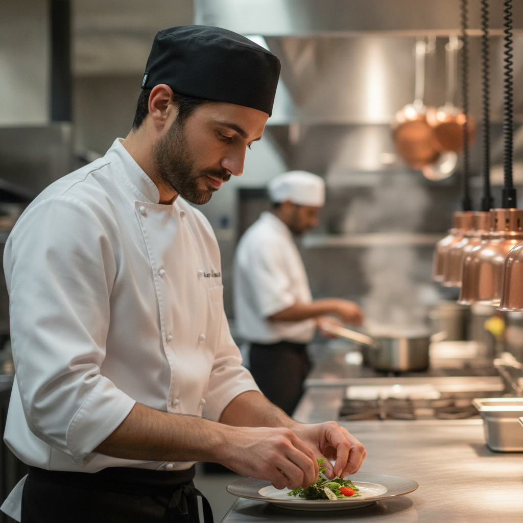 Lightweight Black Polycotton Chef Beanie for Professional Use