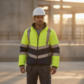 Polyester Hi-Vis Full Zip Puffer Jacket for Outdoor Work