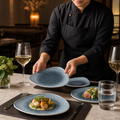 Triangular Plates Blue Porcelain for Elegant Dining (Pack of 6)
