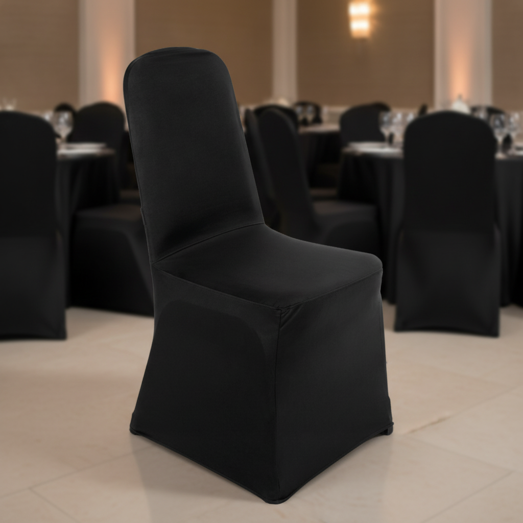 Polyester Black Banquet Chair Cover for Weddings & Events