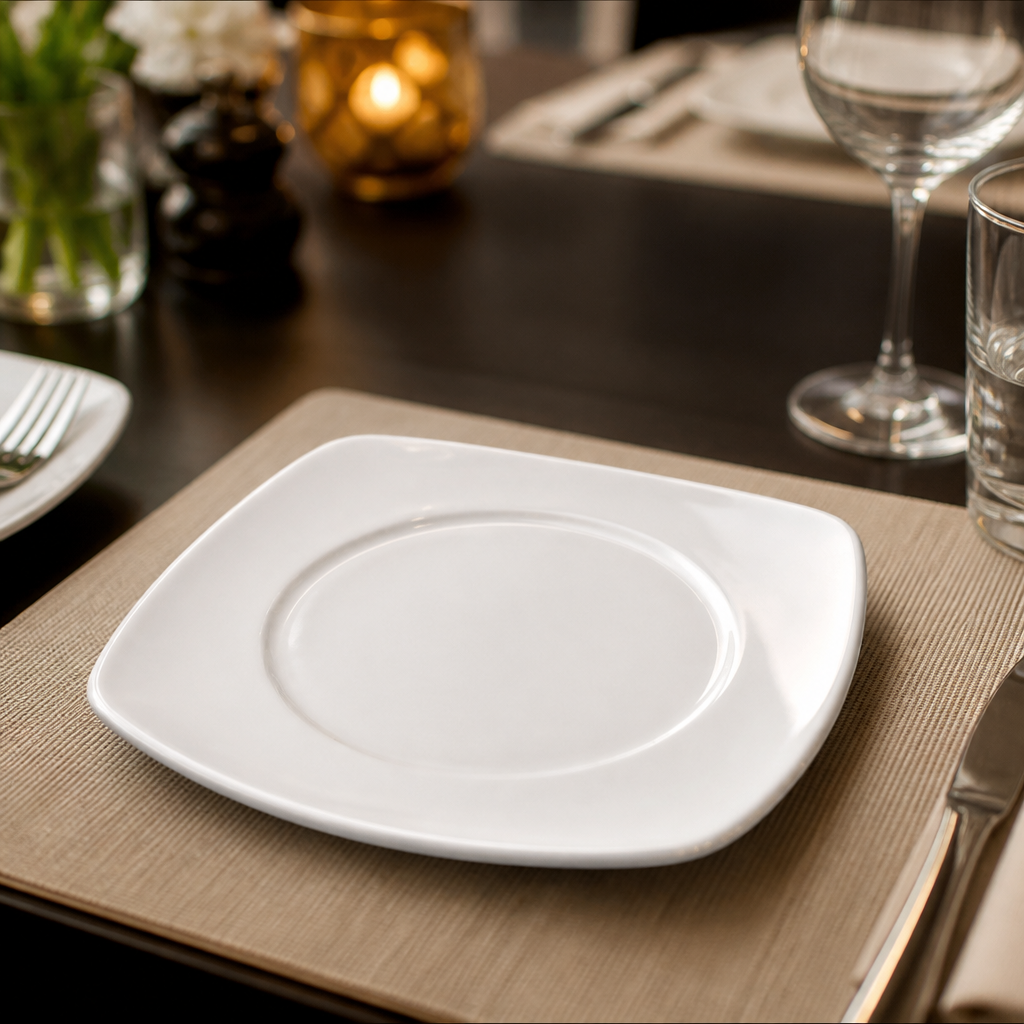 Small Square Plates 175mm Porcelain for Contemporary Dining (Pack of 6)