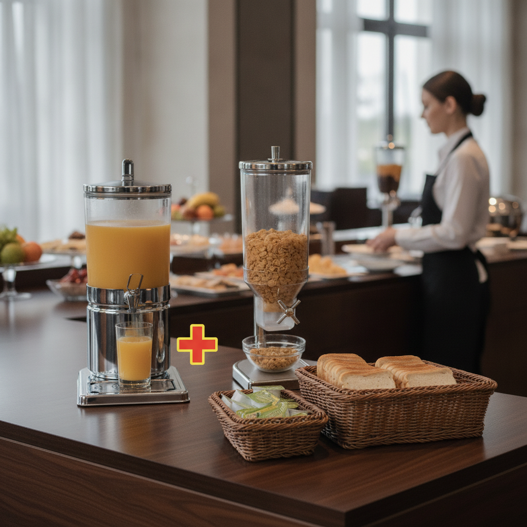 Polycarbonate Cereal and Beverage Dispenser Set 4.5L for Breakfast Service