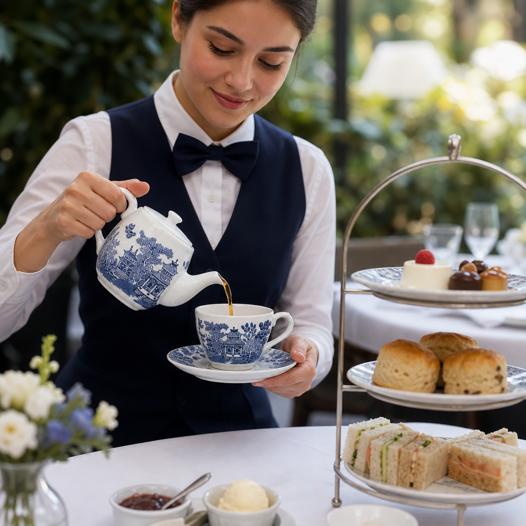 Tea Cups 200ml Blue Porcelain for Afternoon Tea (Pack of 12)