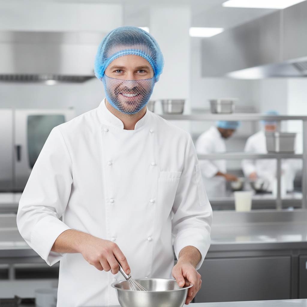 Polypropylene Beard Snood Light Blue for Food Preparation (Pack of 50)