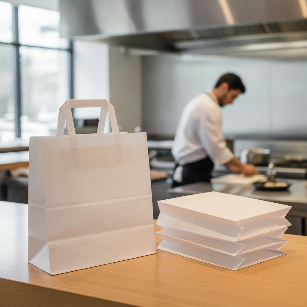 White Paper Carrier Bags Large for Eco-Friendly Shopping (Pack of 250)