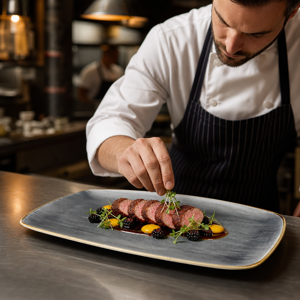 Oblong Chefs Plates x 355 245mm Vitrified Ceramic for Creative Plating (Pack of 6)