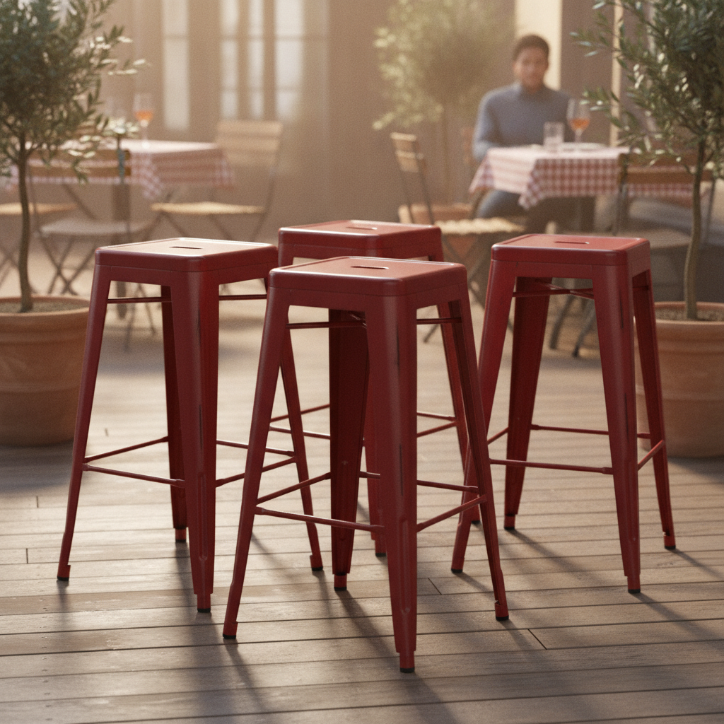 Galvanised Steel High Stools 770x425mm for Indoor & Outdoor Use (Pack of 4)
