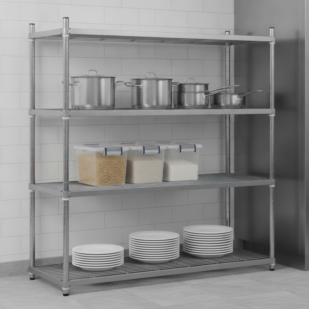Mild Steel 4 Tier Wire Shelving Unit 1700mm for General Storage