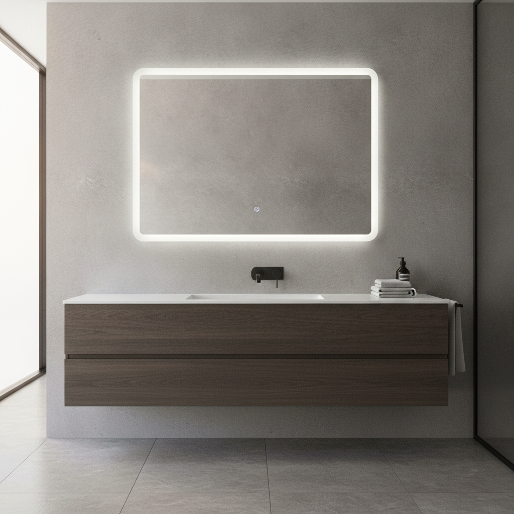 Glass Rectangular Mirror Wall Light for Modern Bathrooms