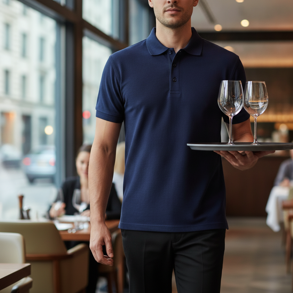 Polycotton Navy Blue Unisex Polo Shirt for Staff Uniforms